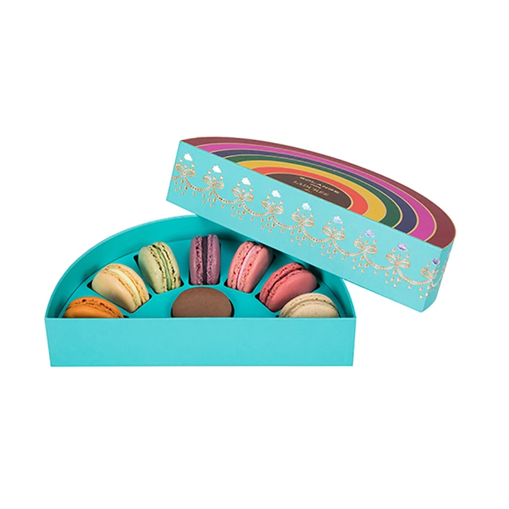 rainbow macaron box with removable lid